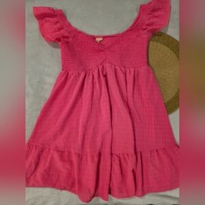 4 Hearts Charming Pink Plaid Ladies Baby Doll  Dress